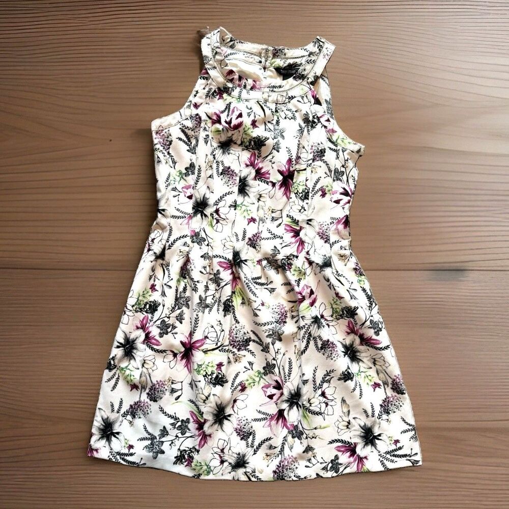 White House Black Market WHBM Size 12 Floral Mini Dress Halter Neck